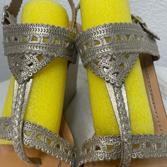 Sigerson Morrison heels gold sz 11 strappy made in Italy - Picture 3 of 12